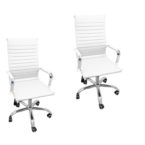 Kit 2 Cadeira Eames Esteirinha Presidente Escritório Alta