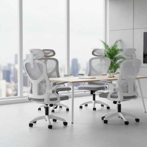 Kit 4 Cadeiras Escritório Home Office Giratória Tela Mesh Columbus Rivatti