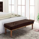 Ver imagem 4 de Divã Recamier Banco Base Madeira para Quarto Gênova 160cm Suede Café S04 - D'Rossi