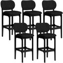 Ver imagem 1 de Kit 5 Banquetas Alta Bar Cozinha Sala Jantar Fixa Betta L02 Preto Linho Chumbo - Lyam Decor