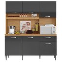 Ver imagem 1 de Kit Cozinha Compacta Siena 2000446 6 Portas 1 Gaveta 160cm Cinamomo e Grafite Aramóveis