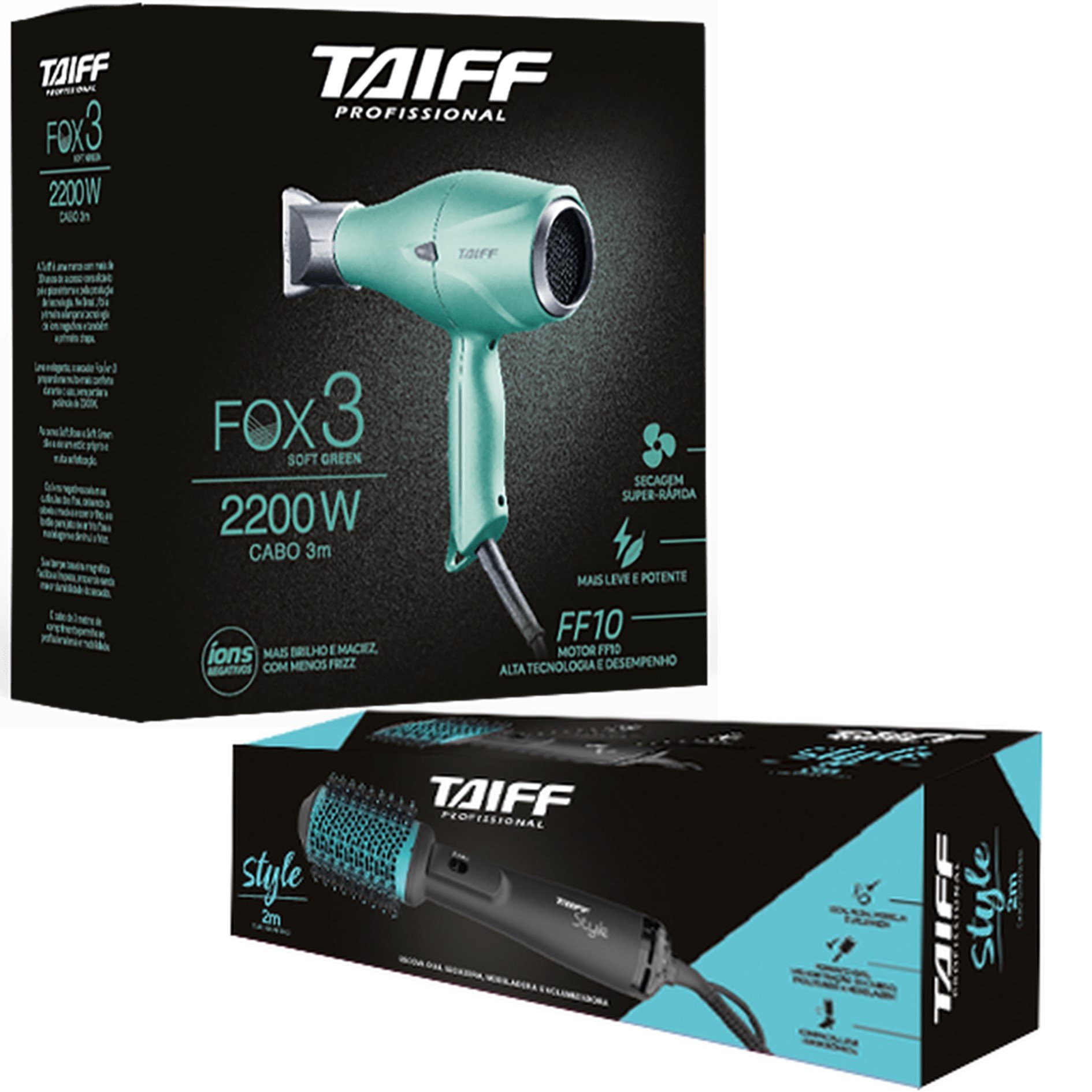 Secador Cabelo Taiff Fox Green Profissional 2200w - 220v
