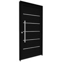 Ver imagem 1 de Porta de Alumínio de Giro Lambri com Friso Puxador de 80cm em Aço Inox 215x105cm Lucasa Eccellente Preto