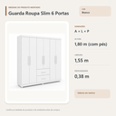 Ver imagem 4 de Guarda Roupa Casal Slim 6 Portas 2 Gavetas Branco Formimóveis