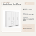 Ver imagem 5 de Guarda Roupa Casal Slim 6 Portas 2 Gavetas Branco Formimóveis