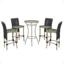 Ver imagem 1 de Mesa Bistrô e 4 Banquetas Roma Fendi Corda Estofado 5 Trama Preto
