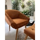 Ver imagem 3 de Kit Poltrona Giovana Puff Capitonê Luxo e Almofadas em Sued Premium:terracota Pés Madeira Claro