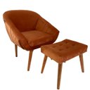 Ver imagem 1 de Kit Poltrona Giovana Puff Capitonê Luxo e Almofadas em Sued Premium:terracota Pés Madeira Claro