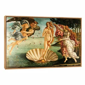 Quadro Decorativo Sandro Botticelli o Nascimento de Vênus 45x30cm Moldura Natural