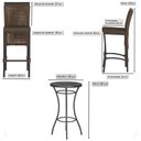 Ver imagem 2 de Mesa Bistrô e 4 Banquetas Roma Preta Corda Estofado 9 Trama Marrom