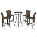 Ver imagem 1 de Mesa Bistrô e 4 Banquetas Roma Preta Corda Estofado 9 Trama Marrom