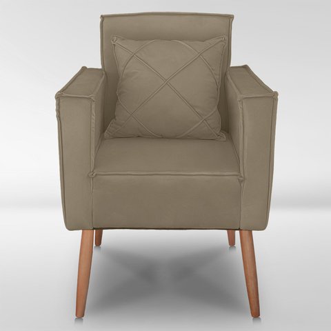 Cadeira Poltrona para Sala Quarto Confortável e Reforçada Minimalista Contemporânea:capuccino