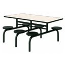 Ver imagem 1 de Mesa para Refeitório Fixa 6 Lugares Mdp Branco de 25 Mm - Assento Preto - 50202