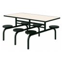 Ver imagem 1 de Mesa para Refeitório Fixa 6 Lugares MDP Branco de 25 mm - Assento Preto - 50202