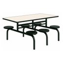 Ver imagem 4 de Mesa para Refeitório Fixa 6 Lugares MDP Branco de 25 mm - Assento Preto - 50202