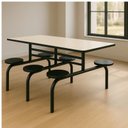 Ver mais imagens de Mesa para Refeitório Fixa 6 Lugares MDP Branco de 25 mm - Assento Preto - 50202