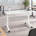 Ver imagem 1 de Escrivaninha Rebatível Escritório e Home Office 120 cm X 60 cm Design Moderno Base Móvel Metá