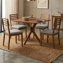 Ver imagem 2 de Mesa de Jantar Cacau com 4 Cadeiras Estofadas Juparana Linho Cinza Ornar