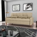 Ver imagem 3 de Sofa Cama 2 Lugares 206 Cm Donna Linho Vancouver E488 Palha Milani Store Palha