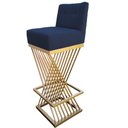Ver imagem 4 de Kit 06 Banquetas Luma Base de Ferro Sued Azul Marinho - D'classe Decor