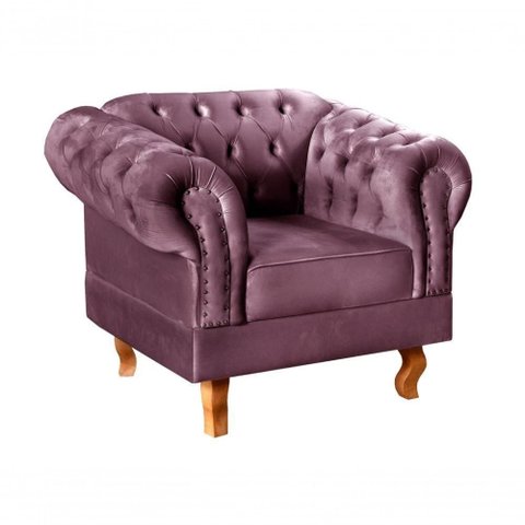 Poltrona Dom Pedro Decorativa para Sala Veludo com Espuma D26 Plus Roxo 380 Bella Decor