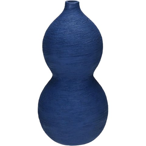 Vaso Decorativo Enfeite Planta Aparador Esferas Cerâmica 28x14x14cm Azul