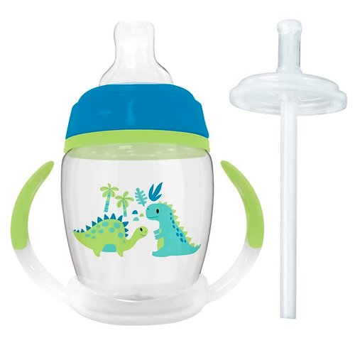 Copo Infantil Transição Para Bebês 12 Meses 360 Antivazamento Grande 235 mL  Clingo - Dino