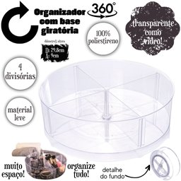 Organizador giratório porta maquiagem com 4 divisórias cristal Plasutil ref.15422 - 2