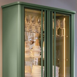 Kit Aparador Buffet Bar Living Santiago com Cristaleira Adega Síria B01 Verde Pistache - Lyam Decor  - 13