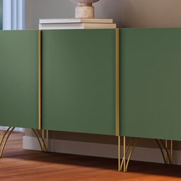 Kit Aparador Buffet Bar Living Santiago com Cristaleira Adega Síria B01 Verde Pistache - Lyam Decor  - 15