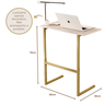Mesa Suporte Home Office Bancada para Computador Notebook com Pés de Ferro Thor - Pérola/dourado - 3