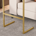 Ver imagem 4 de Mesa Suporte Home Office Bancada para Computador Notebook com Pés de Ferro Thor - Pérola/dourado