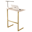 Ver imagem 2 de Mesa Suporte Home Office Bancada para Computador Notebook com Pés de Ferro Thor - Pérola/dourado