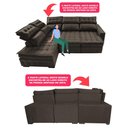 Ver imagem 4 de Sofá de Canto Direito 2.65x2.30m Retrátil e Reclinável com Molas Ensacadas Cama inBox Nobre Caf