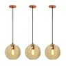 Kit com 3 Pendentes New Boru Ø20cm Cobre com Globos Âmbares para 3 Lâmpadas E-27 - 1