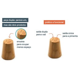 Saleiro E Pimenteiro De Bambu Cônico Para Temperos Cozinha - 2