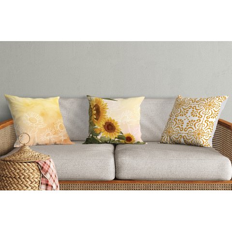 CAPA PARA ALMOFADA TRIO PRINT 3 PEÇAS:Girassol