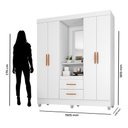 Ver imagem 3 de Guarda Roupa Casal Capela com Armário Multiuso Lite Branco Brilho - Móveis Leão