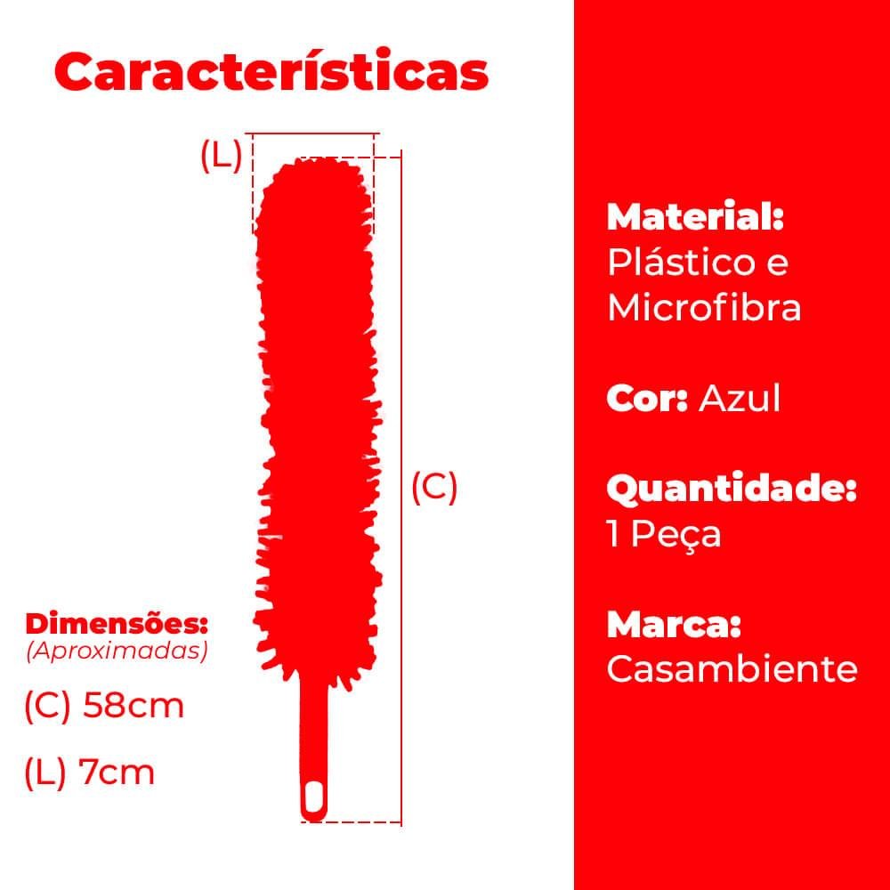 Espanador de Pó Chenille Microfibra Azul 58x7cm - Casambiente - 6