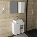 Ver imagem 1 de Conjunto Kit para banheiro 80cm com Gabinete espelheira e cuba CJ43018-105 Móvel na Caixa Branco