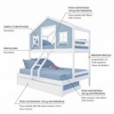 Ver imagem 4 de Treliche Casal/ Solteiro Casinha Dos Sonhos Madeira Maciça Branco/ Azul Housin