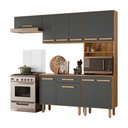 Ver imagem 1 de Cozinha com Balcão Lemon com 10 Portas e 1 Gaveta 222 Cm Freijo/chumbo
