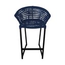 Ver imagem 3 de Conjunto Bistrô Champanheira Tampo Ripado e 2 Banquetas Reis Corda Náutica Azul Marinho