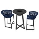 Ver imagem 1 de Conjunto Bistrô Champanheira Tampo Ripado e 2 Banquetas Reis Corda Náutica Azul Marinho