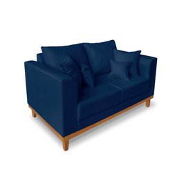 Sofá Retro Viena 02 Lugares Para Recepção Suede Azul - Madeira Prima Deccor - 3