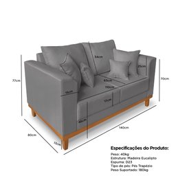 Sofá Retro Viena 02 Lugares Para Recepção Suede Azul - Madeira Prima Deccor - 6