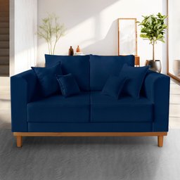 Sofá Retro Viena 02 Lugares Para Recepção Suede Azul - Madeira Prima Deccor - 2