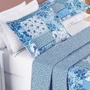 Ver imagem 7 de Colcha + Jogo de Cama Bouti Estampado Casal 07 Peças 100% Poliéster - Azul Sereno