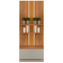 Ver imagem 4 de Kit 2 Módulos Lateral com LED 2 Portas 4 Prateleiras Magnata Canela/Gris