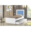 Ver imagem 2 de Cama Solteiro 0,88cm Luara com Auxiliar Madeira Branco C- Azul e Rosa Cambel Móveis